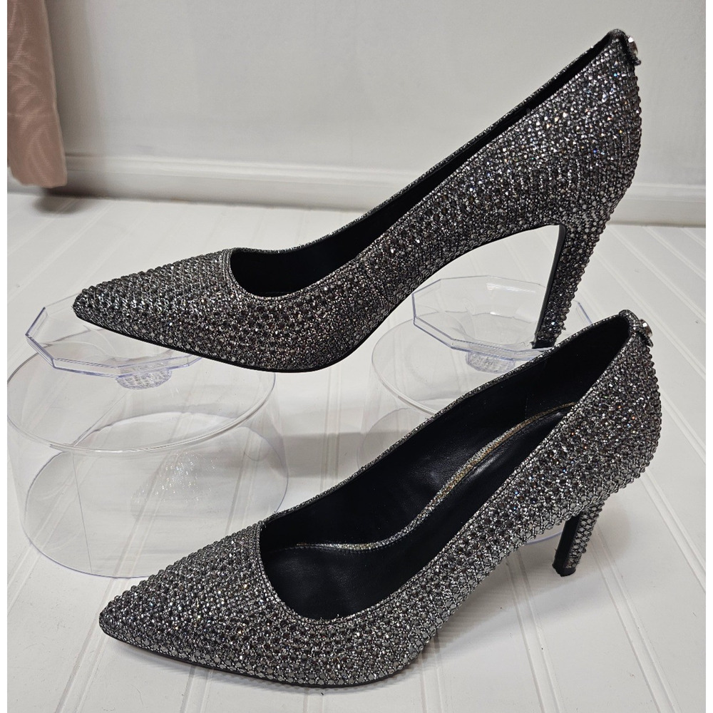MIchael Kors Womens Silver Rhinestone 3" heels size 8.5.